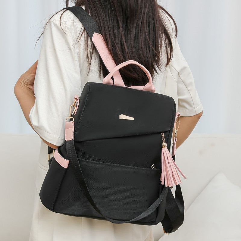 Oxford Cloth Women's Anti-Theft Backpack – Casual Travel & School Bag with Back Zipper and Double Shoulder Straps