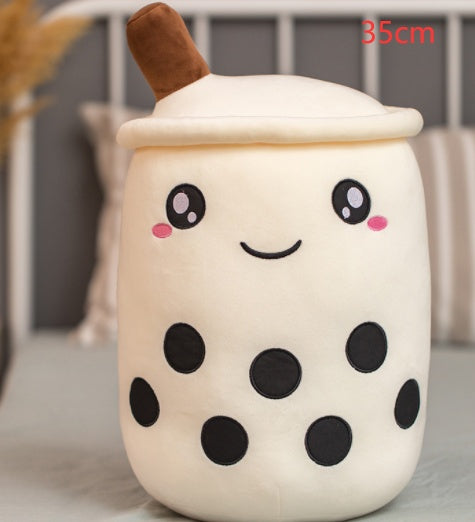 Cute Boba Tea Plush Pillow – Soft Strawberry Milk Tea Bubble Tea Stuffed Toy Cushion for Kids & Gifts