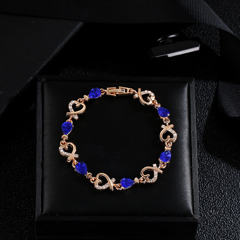 Hollow Heart Love Bracelet – Fashion Rhinestone Bangle with Romantic Charm