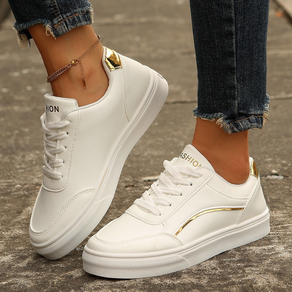 Women's Lace-Up Platform Flats – Round Toe Slip-On Casual Shoes