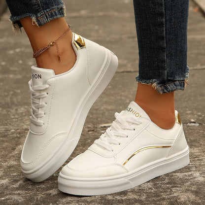 Women's Lace-Up Platform Flats – Round Toe Slip-On Casual Shoes