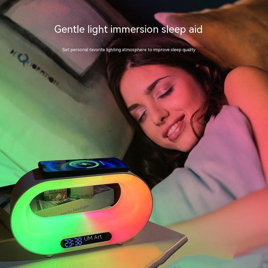 3-in-1 Smart LED Night Light – RGB Atmosphere Lamp, Wireless Charger & Alarm Clock with APP Control
