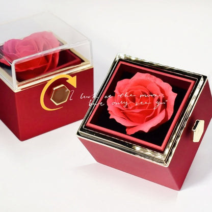Rotating Rose Flower Gift Box – Creative Jewelry Packaging for Women.