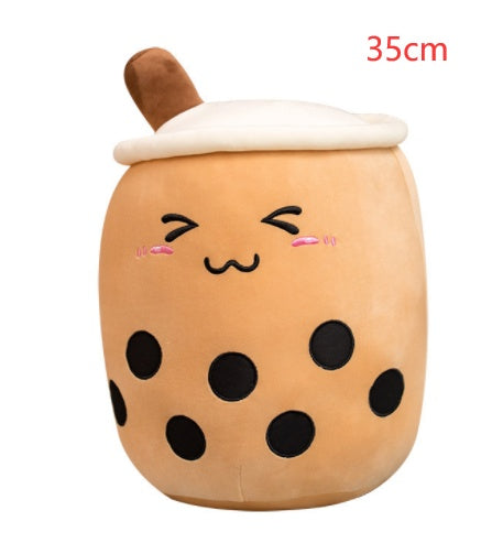 Cute Boba Tea Plush Pillow – Soft Strawberry Milk Tea Bubble Tea Stuffed Toy Cushion for Kids & Gifts