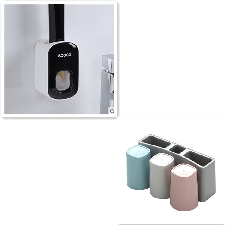 Wall-Mounted Automatic Toothpaste Dispenser – Bathroom Accessories Set with Toothbrush Holder