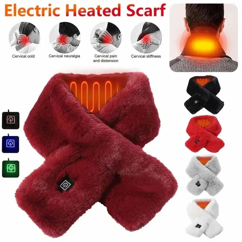 USB Electric Heated Scarf – Adjustable 3-Level Temperature Neck Warmer & Pain Relief Wrap for Men & Women