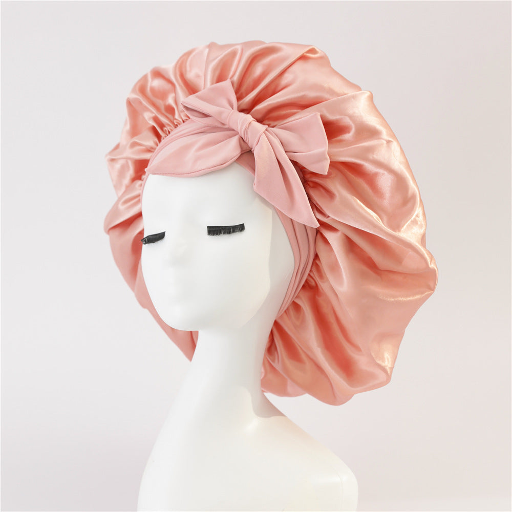 Silk Satin Sleep Bonnet for Women – Night Hair Cap with Tie Band for Curly & Natural Hair