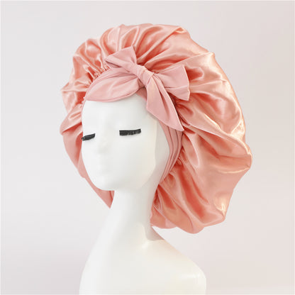Silk Satin Sleep Bonnet for Women – Night Hair Cap with Tie Band for Curly & Natural Hair
