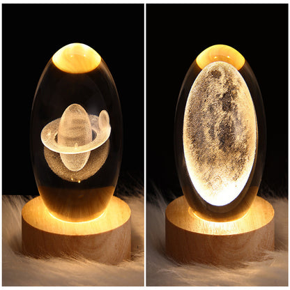 3D Galaxy Crystal Ball Night Light – LED Planet & Moon Table Lamp for Bedroom, Kids Room & Party Decor