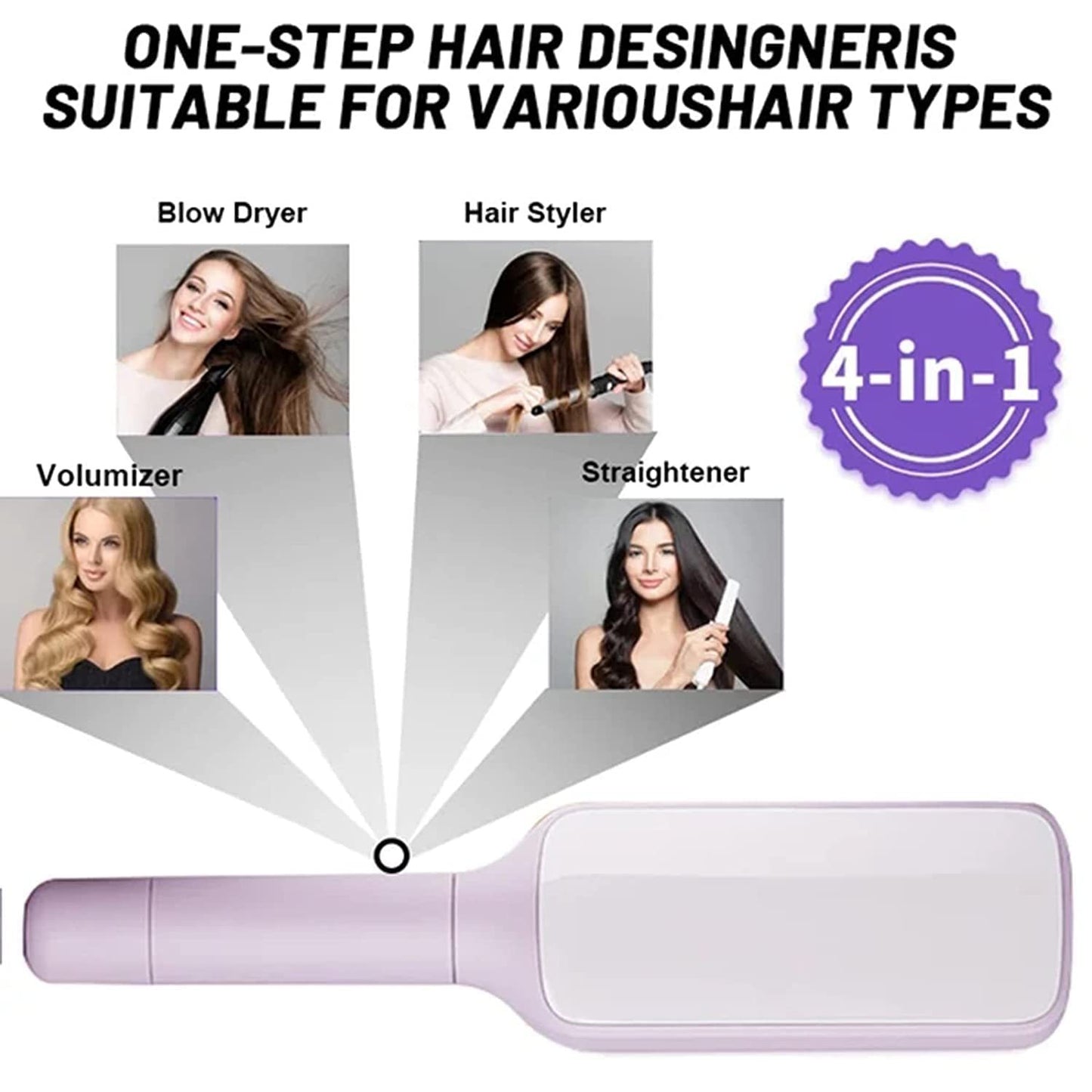 4-in-1 Self-Cleaning Hair Brush – Anti-Static Scalp Massage Comb with Rotating & Lifting Design