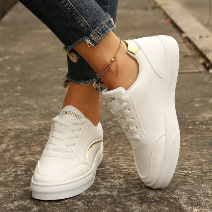 Women's Lace-Up Platform Flats – Round Toe Slip-On Casual Shoes