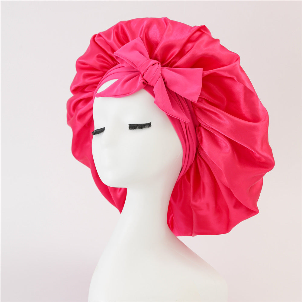 Silk Satin Sleep Bonnet for Women – Night Hair Cap with Tie Band for Curly & Natural Hair