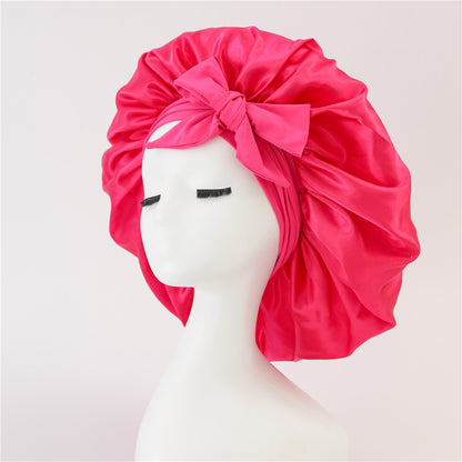 Silk Satin Sleep Bonnet for Women – Night Hair Cap with Tie Band for Curly & Natural Hair