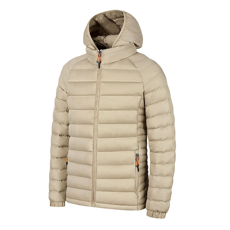 Men’s Lightweight Hooded Winter Jacket – Warm Zipper Coat with Pockets & Portable Design