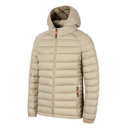 Men’s Lightweight Hooded Winter Jacket – Warm Zipper Coat with Pockets & Portable Design