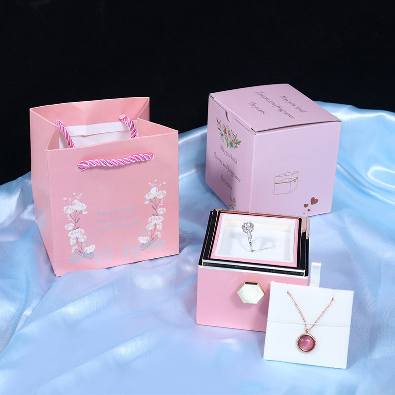 Rotating Rose Flower Gift Box – Creative Jewelry Packaging for Women.