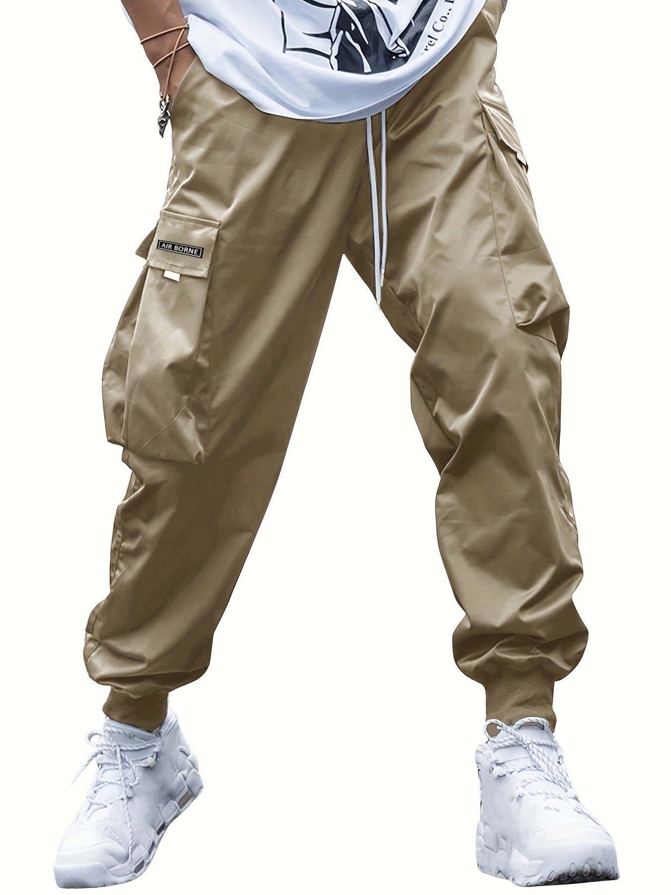 Men’s Multi-Pocket Cargo Pants – Casual Hip-Hop Streetwear Drawstring Trousers for Outdoor & Sports