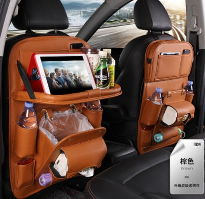 PU Leather Car Seat Back Organizer – Waterproof Multifunction Hanging Storage Bag