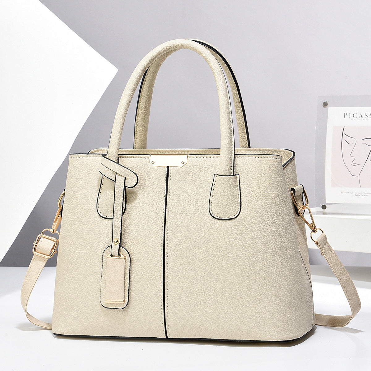 Women's PU Leather Handbag – Large-Capacity Square Tote & Crossbody Shoulder Bag