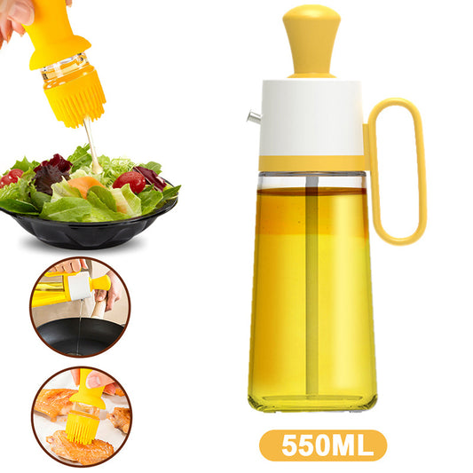 2-in-1 Oil Dispenser with Silicone Brush – Glass Bottle for BBQ, Cooking & Seasoning | Kitchen Spray Bottle Tool