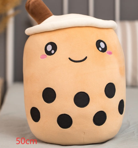 Cute Boba Tea Plush Pillow – Soft Strawberry Milk Tea Bubble Tea Stuffed Toy Cushion for Kids & Gifts