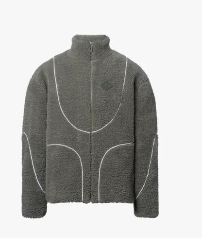Men's Hooded Lamb Wool Zipper Coat – Casual Patchwork Fleece Sweatshirt Jacket