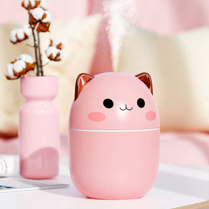 Cute Cat USB Air Humidifier – Ultra-Silent LED Cool Mist Diffuser for Office, Bedroom, Car & Home