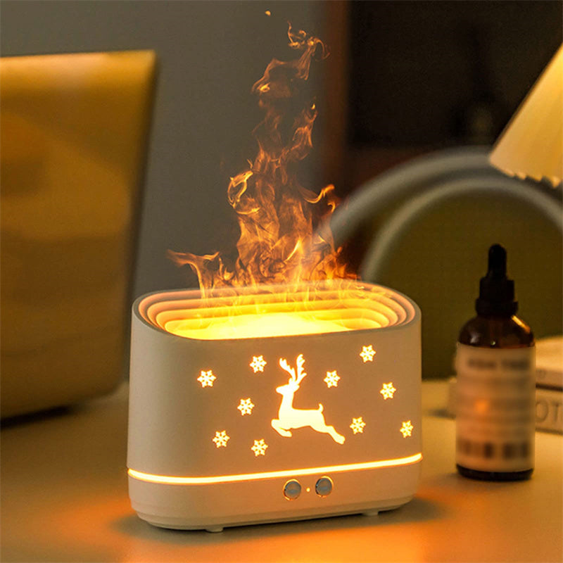 Elk Flame Humidifier Diffuser – Silent Aroma Mist Maker & Ambient LED Lamp for Home Decor