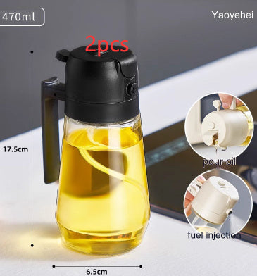 2-in-1 Olive Oil & Vinegar Sprayer – 470ML Glass Dispenser Bottle for Cooking, BBQ, Air Fryer & Salad