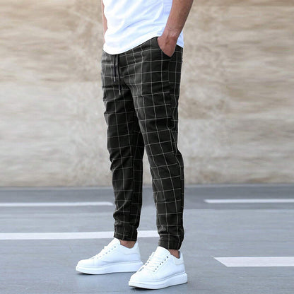 Men’s Plaid Print Drawstring Pants – Casual Fashion Trousers for Everyday Wear
