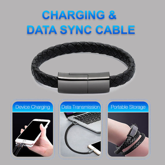 Stylish Bracelet USB Charging Cable – Portable Data & Fast Charger for iPhone, Type-C & Micro USB Devices