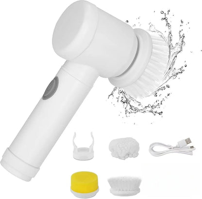 Electric Spin Scrubber – Powerful Bathroom Cleaning Brush with 5 Replaceable Heads for Tiles, Tubs & Floors