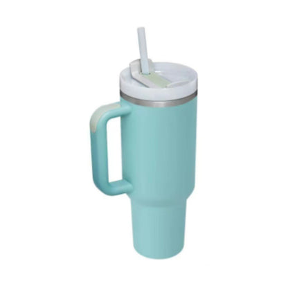 40oz Insulated Tumbler with Handle & Straw – Stainless Steel Spill-Proof Travel Mug with Lid, Vacuum Coffee Cup for Car, Gym, or Office.