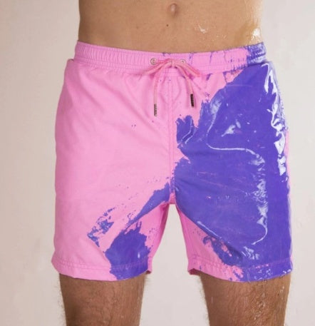 Men’s Color-Changing Swim Trunks – Quick-Dry Summer Beach Shorts with Magic Heat Reactive Fabric