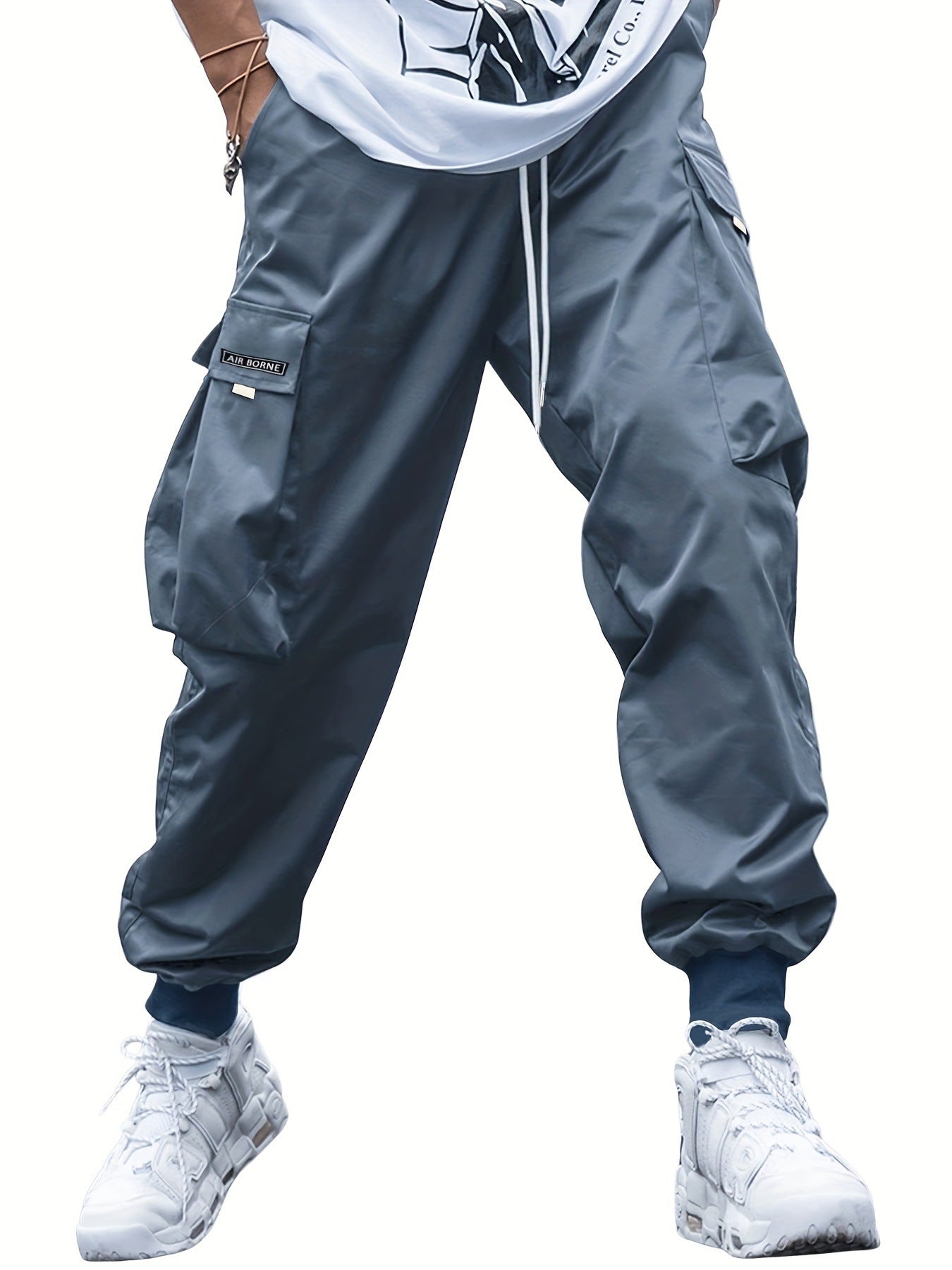 Men’s Multi-Pocket Cargo Pants – Casual Hip-Hop Streetwear Drawstring Trousers for Outdoor & Sports