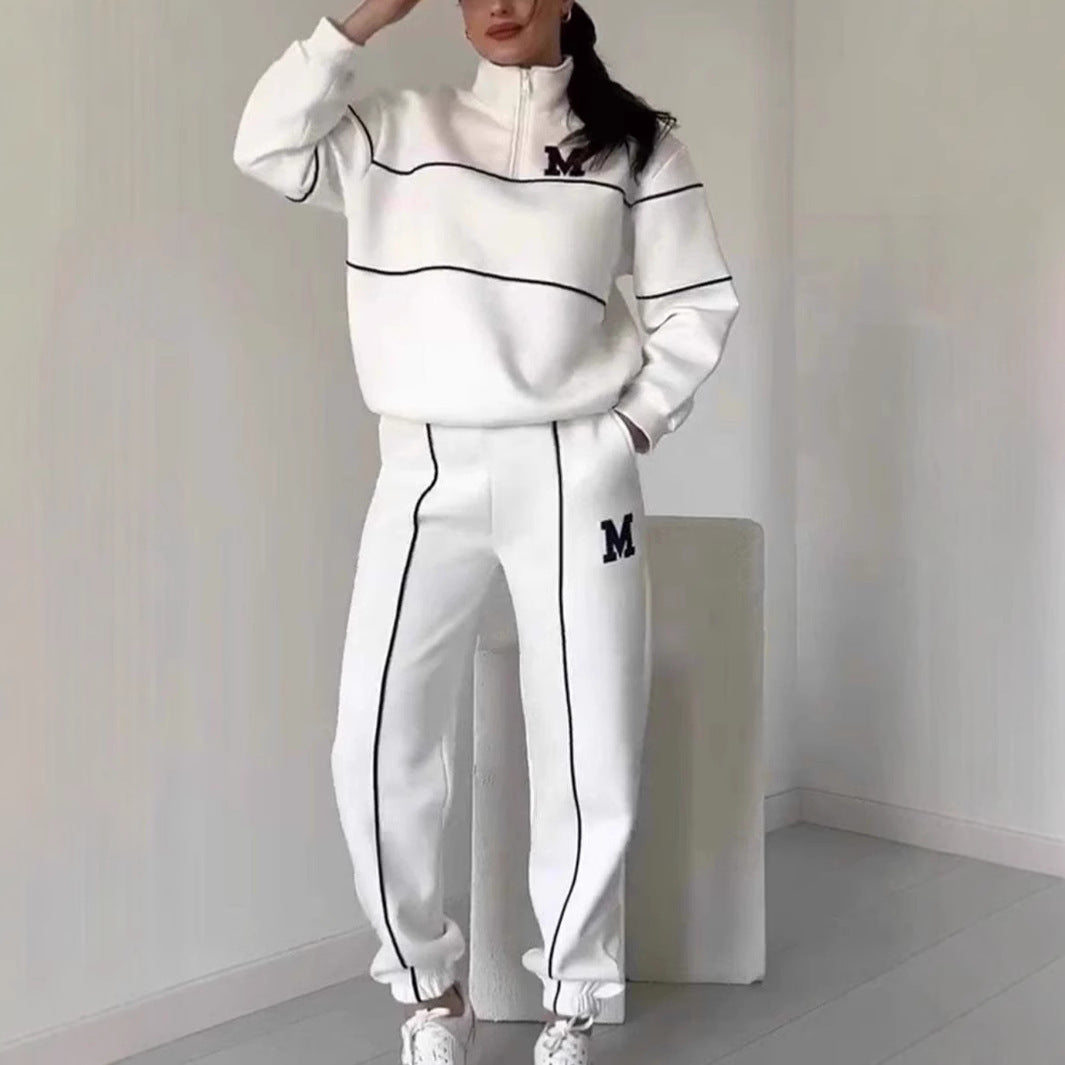 Women's 2-Piece Loungewear Set – Baggy Pullover Sweatshirt & Sweatpants with Pockets