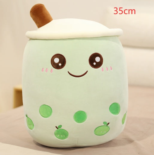 Cute Boba Tea Plush Pillow – Soft Strawberry Milk Tea Bubble Tea Stuffed Toy Cushion for Kids & Gifts