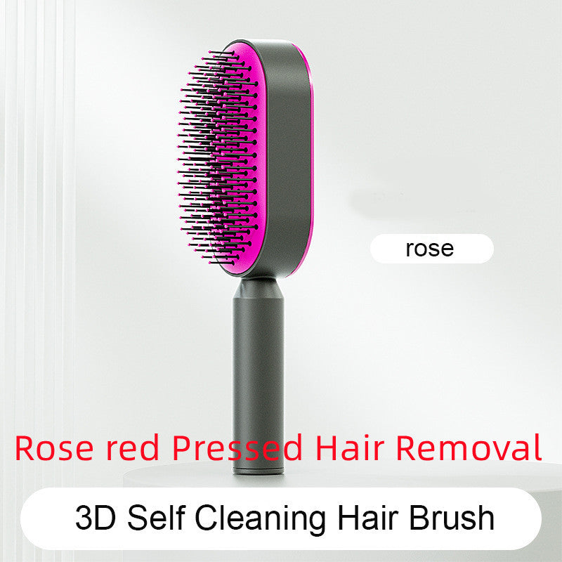 Self-Cleaning Hair Brush for Women – One-Click Hair Removal Scalp Massage Comb with Anti-Static Air Cushion