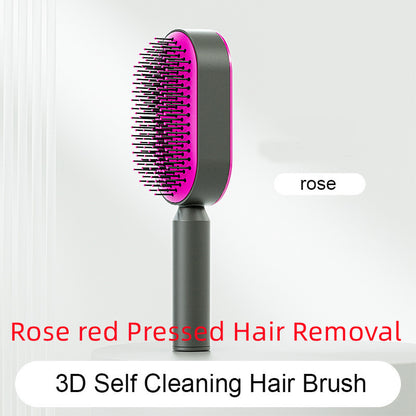 Self-Cleaning Hair Brush for Women – One-Click Hair Removal Scalp Massage Comb with Anti-Static Air Cushion