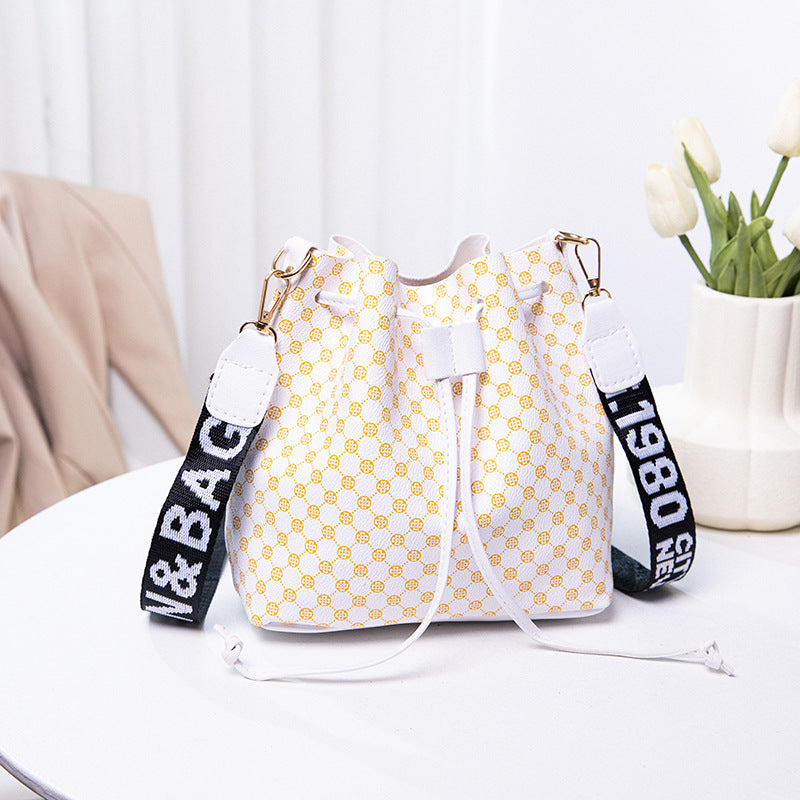 Printed PU Leather Bucket Bag – Multi-Layer Soft Shoulder & Crossbody Bag for Women