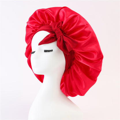 Silk Satin Sleep Bonnet for Women – Night Hair Cap with Tie Band for Curly & Natural Hair