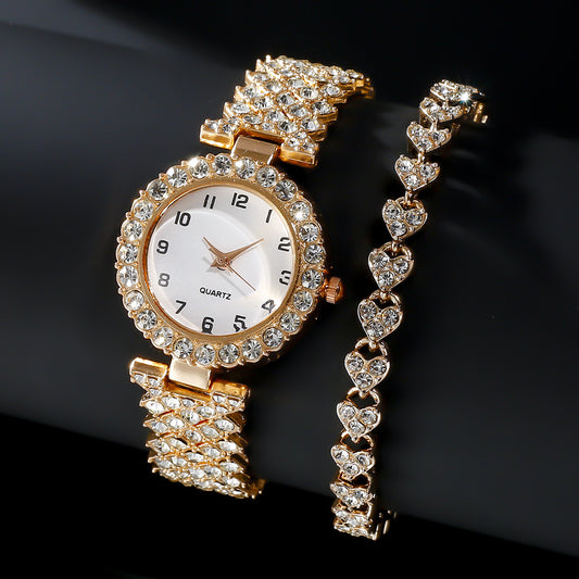 Women's Luxury Watch & Bracelet Set – 2-Piece Quartz Wristwatch with Matching Alloy Bracelet