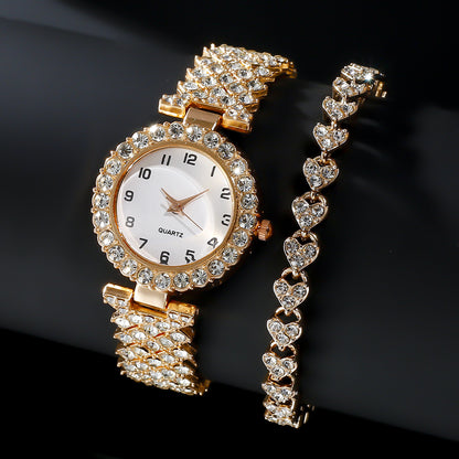 Women's Luxury Watch & Bracelet Set – 2-Piece Quartz Wristwatch with Matching Alloy Bracelet