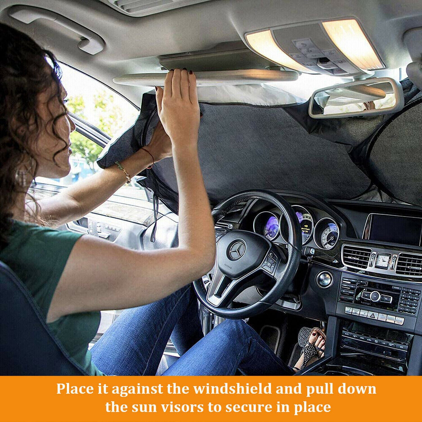 Foldable Car Sunshade for Windshield & Rear Window – UV Protection Sun Visor with Suction Cups, Keeps Interior Cool