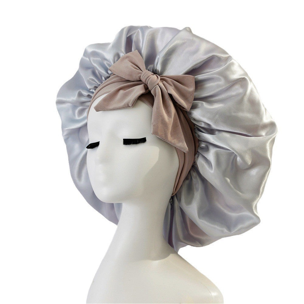 Silk Satin Sleep Bonnet for Women – Night Hair Cap with Tie Band for Curly & Natural Hair