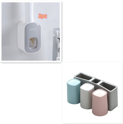 Wall-Mounted Automatic Toothpaste Dispenser – Bathroom Accessories Set with Toothbrush Holder