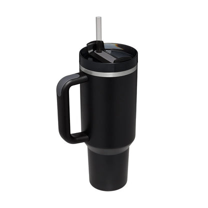 40oz Insulated Tumbler with Handle & Straw – Stainless Steel Spill-Proof Travel Mug with Lid, Vacuum Coffee Cup for Car, Gym, or Office.