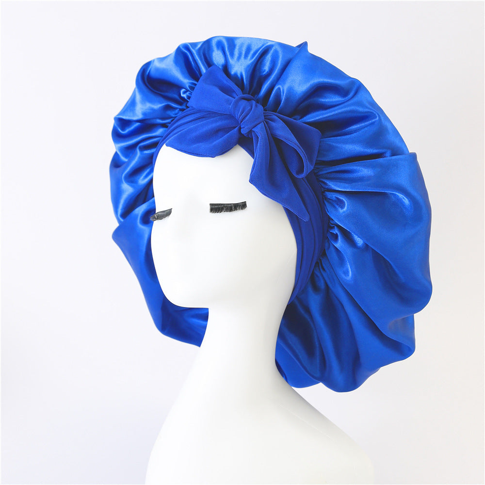 Silk Satin Sleep Bonnet for Women – Night Hair Cap with Tie Band for Curly & Natural Hair