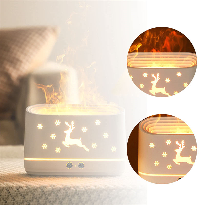 Elk Flame Humidifier Diffuser – Silent Aroma Mist Maker & Ambient LED Lamp for Home Decor