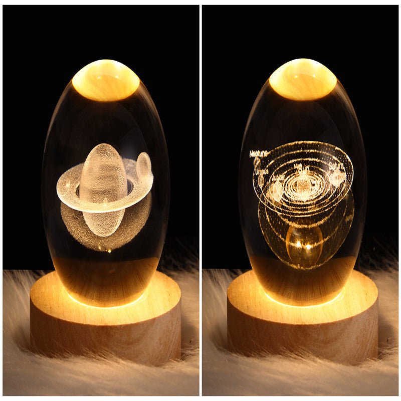3D Galaxy Crystal Ball Night Light – LED Planet & Moon Table Lamp for Bedroom, Kids Room & Party Decor